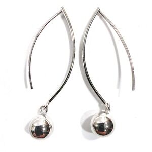 Belk Silverworks Earrings Fine Silver Plate Dangle Curved Hoop Ball Jewelry